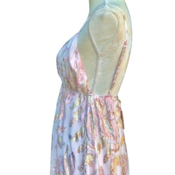 NWT A LAPLAGE EMBROIDERED SILK METALLIC MAXI DRESS - Picture 7 of 10